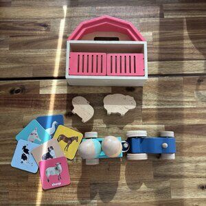 Panda Crate Kiwi Co Wooden Barn Toy Pig, Sheep, Train, Eggs Toy LOT Montessori